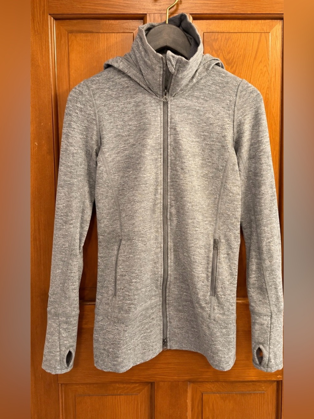 Lululemon Gray Heathered Full Zip Hooded Athletic Jacket Size 6